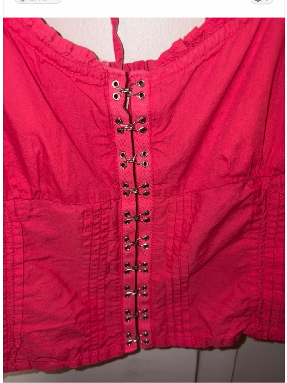 Free People Amelia Corset Top Size Large in Convertible Red | Hook & Eye Crop fo - Picture 7 of 8